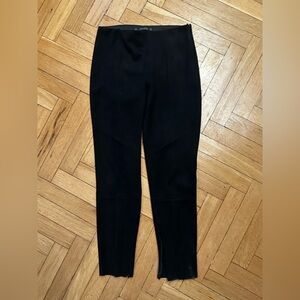 Zara Classic Black Faux Suede Pull up Trousers with zipped slit